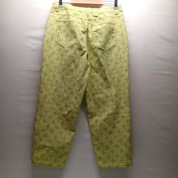 Talbots Womens Size 10 5 Pocket Yellow/Green Floral Cropped Pants Stretch EUC - Picture 4 of 8
